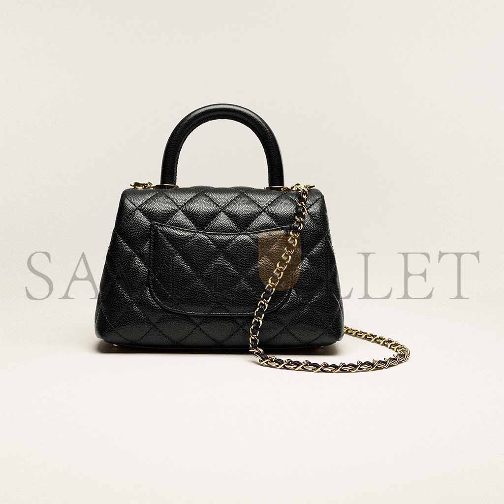 Ch*el mini flap bag with top handle as2215(14.5*11.5*5.5cm)